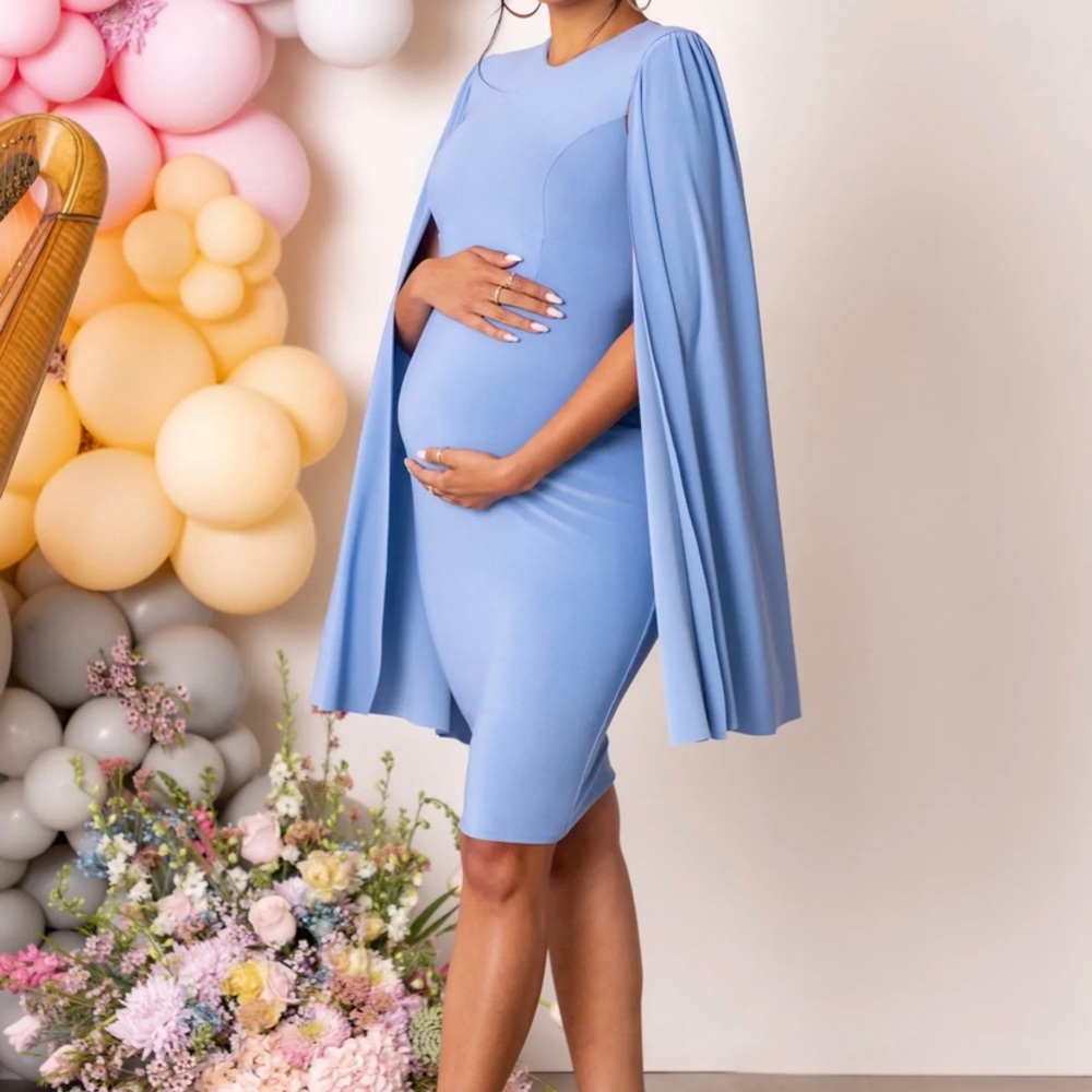 Club L London Formal Maternity Dress with Cape Sleeves